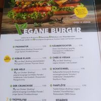 Burger vegan menu page with price at Peter Pane in Stuttgart