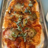 Spicy aubergine pinsa  at Tolstoy in Vienna