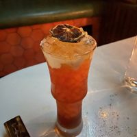 Vegan Thai tea cocktail called “Banana Banana!” at Pearl Diver in Nashville