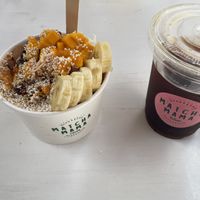 Mango Tango Bowl & Iced Coffee  at Matcha Mama - Centro in Tulum