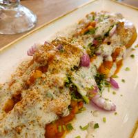 Potato croquettes with vegan yogurt, chickpeas at Cinnamon in Sitges