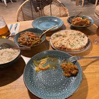 No beef (seitan) Korahi & mushroom masala  at Cinnamon in Sitges