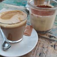 Tiramisu and curtado at Cinnamon in Sitges