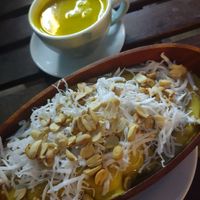 Golden smoothie. Golden milk at Mom's Kitchen @ Chickpea Eatery  in Da Nang