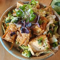 Vegan teriyaki donburi with rice at Jizo Japanese Cafe & Bar in Dunedin
