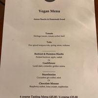 Vegan tasting menu at Kota Restaurant in Porthleven