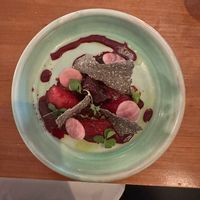 beetroot many ways with chia seed crackers at Kota Restaurant in Porthleven