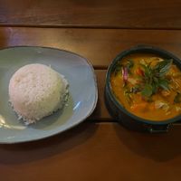 red thai curry with vegetables and rice  at All Reis in Vienna