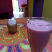 Awesome berry smoothie at Vegan21 in San Miguel De Allende