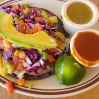Veg tostado at La Choza Restaurant in Santa Fe