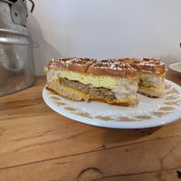 Sausage and egg stuffed waffle at Vida's Plant Based Butcher in Columbus