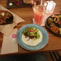 Fajitas with Falafel and a cocktail. at Enchilada in Darmstadt