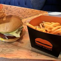 Vegan burger with fries  at Umami Burger - Grandberry Park in Tokyo