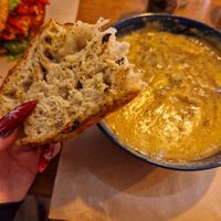 Potato soup and delicious bread at Corsini in Berlin
