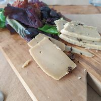 Non-dairy cheese table at Alma Verde in Rota
