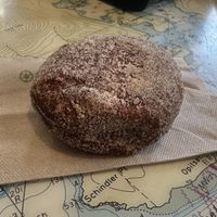 Vegan jelly donut  at Rhino Coffee House in Tofino