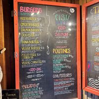 Full menu showing the veggie burger is NOT vegan   at Wildside Grill in Tofino