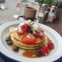 Berry breakfast pancakes at Baobab in Banff