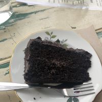 Chocolate fudge cake at Baobab in Banff