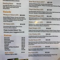 Menu   at Gigi's Vegan + Wellness Cafe in Kansas City