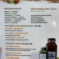 Menu  at Gigi's Vegan + Wellness Cafe in Kansas City