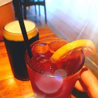 Lychee mocktail & dark ale at Dr Mauve Bar & Lounge in Bright