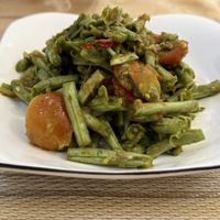 Long bran spicy salad #Veganuary at Veggie Lover Cafe in Vientiane