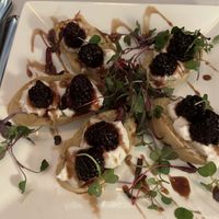 Bruschetta with blackberries- yum  at Kres Chophouse in Orlando