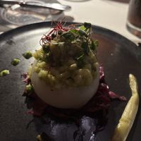Stuffed onion with leek and pea risotto - Saturday special appetizerr  at Kres Chophouse in Orlando