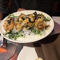 Vegan appetizer - “oysters” stuffed artichoke leavess  at Kres Chophouse in Orlando