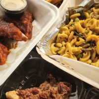 Tofu wings, fries, mac and cheese, pecan pie at Wonderland in Milwaukee