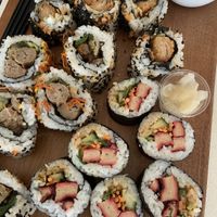 Duck, sausage and crispy chicken hand rolls. My non vegan friends were very impressed! Very yummy!  at Future Izakaya in Collingwood
