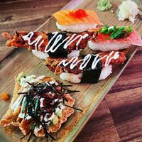 Nigiri x 2 salmon, tuna and mushroom   at Future Izakaya in Collingwood