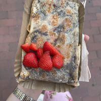 Vegan Bionella Crêpes with local Strawberries   at Strandcreperie in Scharbeutz