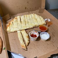  Veganstix with 3 dipping options - vegan ranch, marinara and Buffalo at Toppers Pizza - West Ave in La Crosse