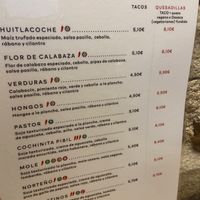 Vegan Taco Menu  at Taqueria La Lupe in Sevilla