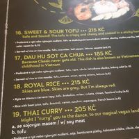 The menu at Linh - Not Just A Restaurant in Prague