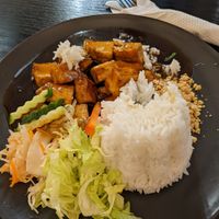 Buffalo tofu and rice at Linh - Not Just A Restaurant in Prague