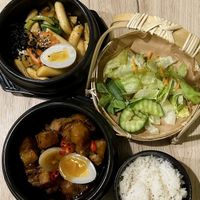 Vegan pork belly (grandma’s claypot) & Tteokbokki  at Linh - Not Just A Restaurant in Prague