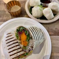 Vegan Burrito + Veggie Dumplings from Dim Sum Thing at FENTO - Foodhallen in Amsterdam