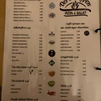drinks menu at Der Holzofen in Bayreuth