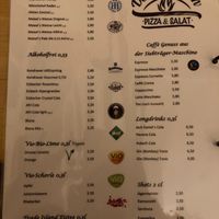 drinks menu at Der Holzofen in Bayreuth