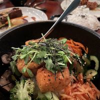 Vegan bibimbap with tofu  at Jinjuu Soho in London