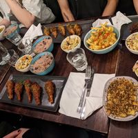 bbq wings, mac n cheese, cheesy fries   at Jam Delish in North London
