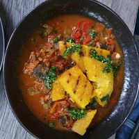 "Codfish" and callaloo at Jam Delish in North London