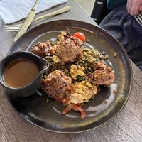 Fried “chicken” & gravy   at Jam Delish in North London