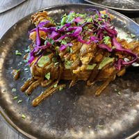 Fried oyster mushroom and bread   at Jam Delish in North London