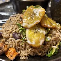 Rice and plantain side   at Jam Delish in North London