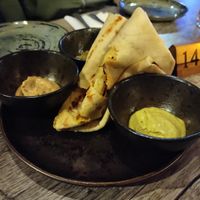 Roti starter with 3 condiments at Jam Delish in North London