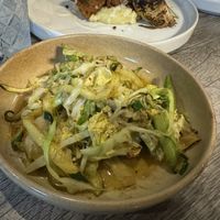 Warm salad with dumplings   at Jam Delish in North London